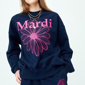 MARDI MERCREDI Women's Flower Mardi Sweatshirt Size OS In Navy/Violet